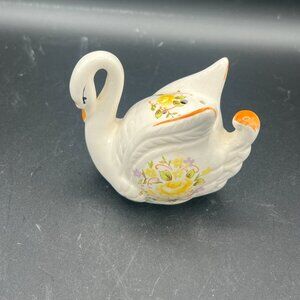 Vintage 1950s Hand Painted Ceramic Swan Potpourri Holder/Adomizer